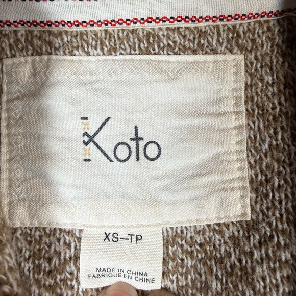 KOTO Knit Women's Cardigan Sweater - Brown and Cream - Picture 2 of 5